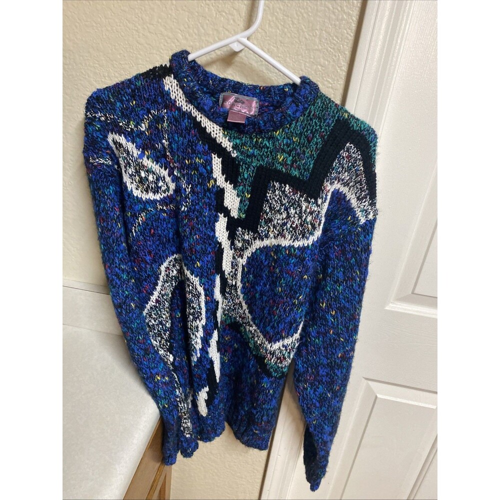 Vintage Concrete Funky Pattern Knit Sweater Size M 80s - 90s